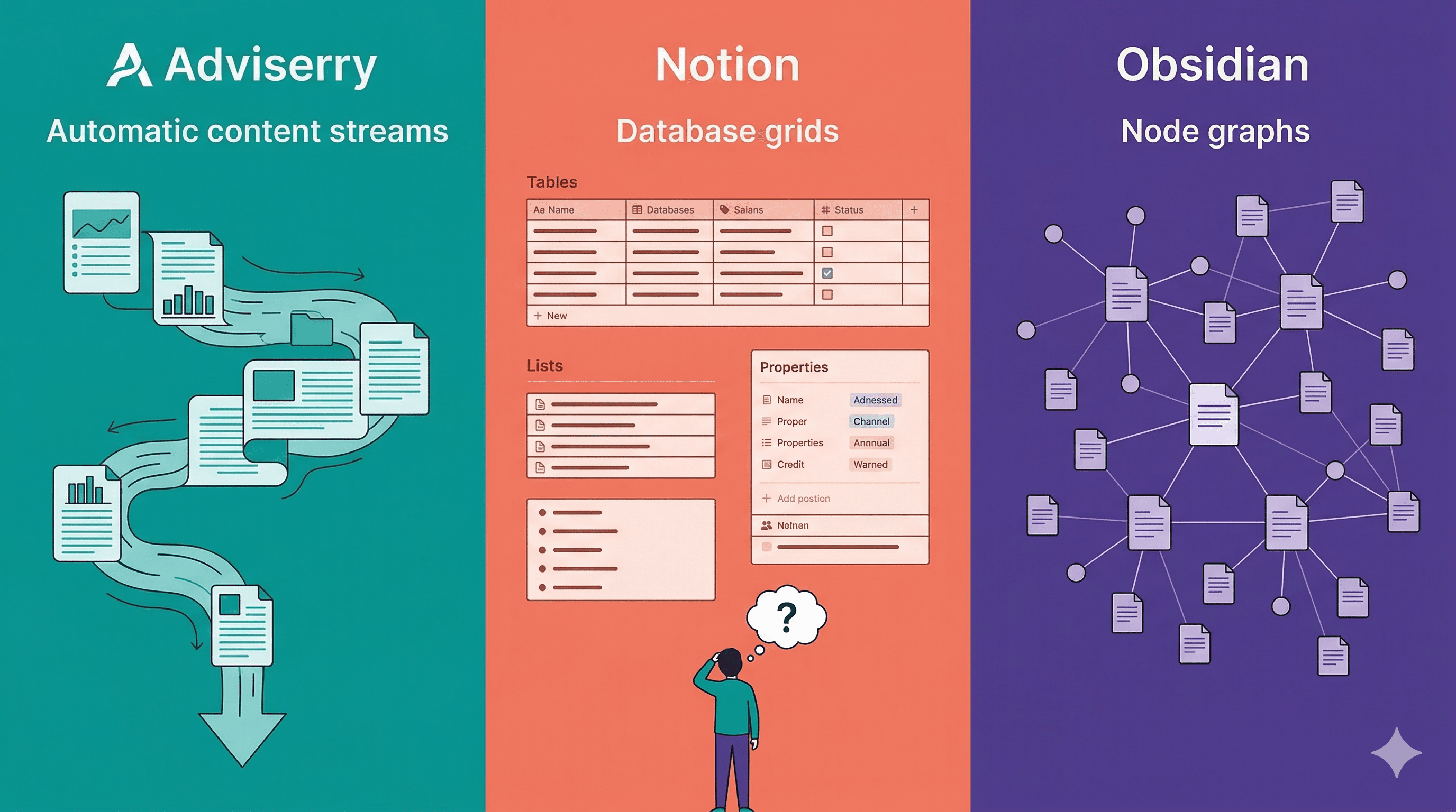 Adviserry vs. Notion AI vs. Obsidian: Which Knowledge Tool Is Right for You?